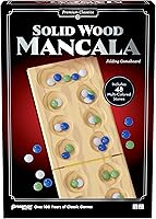 Vista 1 de Pressman Clásicos premium: tablero plegable de madera maciza de Mancala 48 piedras multicolor 2 jugadores, a partir de 6 años