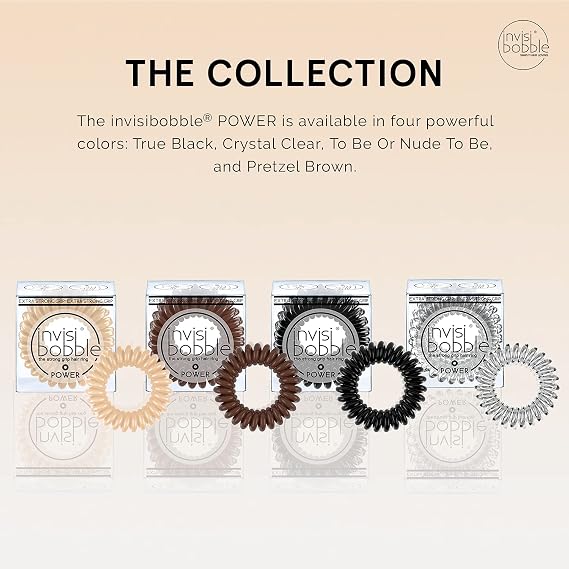 invisibobble Power Traceless Spiral Hair Ties - 3 Pack - Pretzel Brown - Strong Elastic Grip Coil Hair Accessories for Active Women - No Kink, Non Soaking - Gentle for Girls Teens and Thick Hair