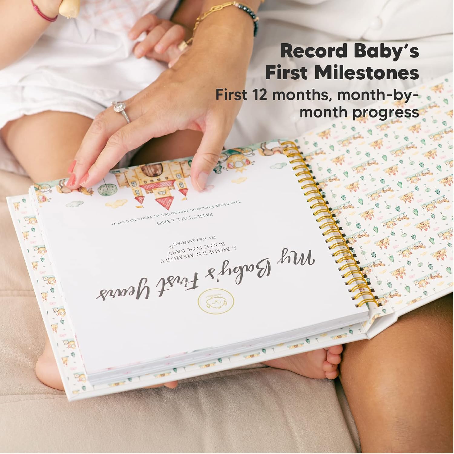 First 5 Years Baby Memory Book Journal - 90 Pages Hardcover First Year Keepsake Milestone Baby Book For Boys, Girls - Baby Scrapbook - Baby Album And Memory Book (FairyTale) : Baby