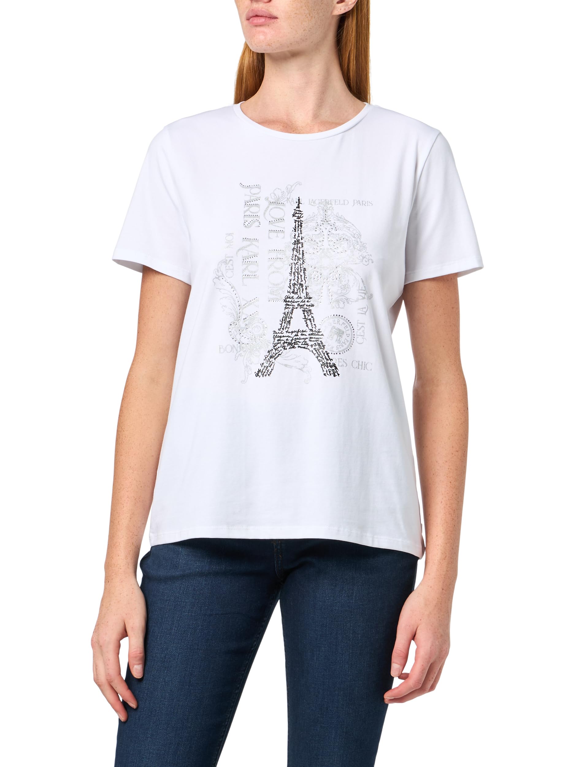 Karl Lagerfeld Short Sleeve Soft Everyday Logo T-Shirt Camiseta de Manga Corta Suave con Logotipo Diario Mujer (Pack de 1)