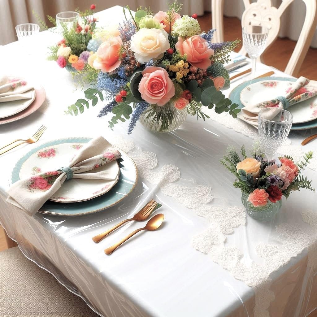 Nappe Protector Deluxe vinyle contre les taches protège table oblong 60x108 imperméable