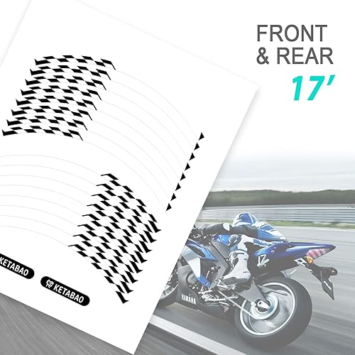 Miniatura 4 de KETABAO Calcomanías adhesivas para llantas de 17 pulgadas C01 compatibles con YZF R6 R1 MT 03 125 09 07 10 Tracer 700 FZ25 (blanco)