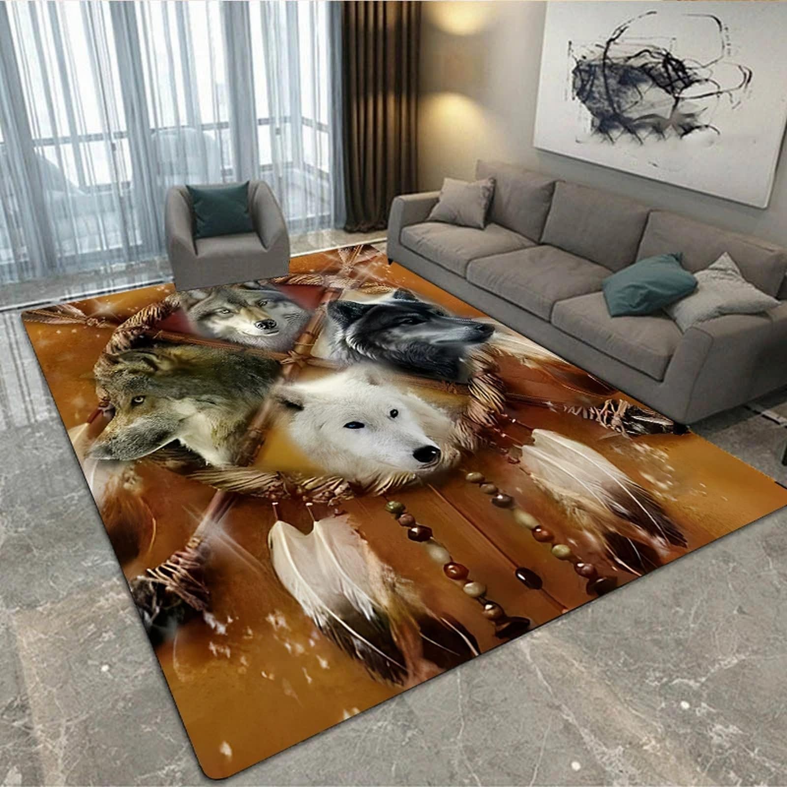 Tapis chambre ado garçon attrape-rêves 3D en flanelle douce 100x200 cm