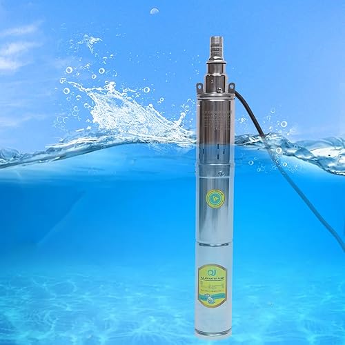 Miniatura 4 de Bomba de pozo profundo, bomba de agua sumergible de energía solar, DC24 V 2860 rmin 370 W 2 mh, bomba portátil sin ruido, bomba de pozo sumergible