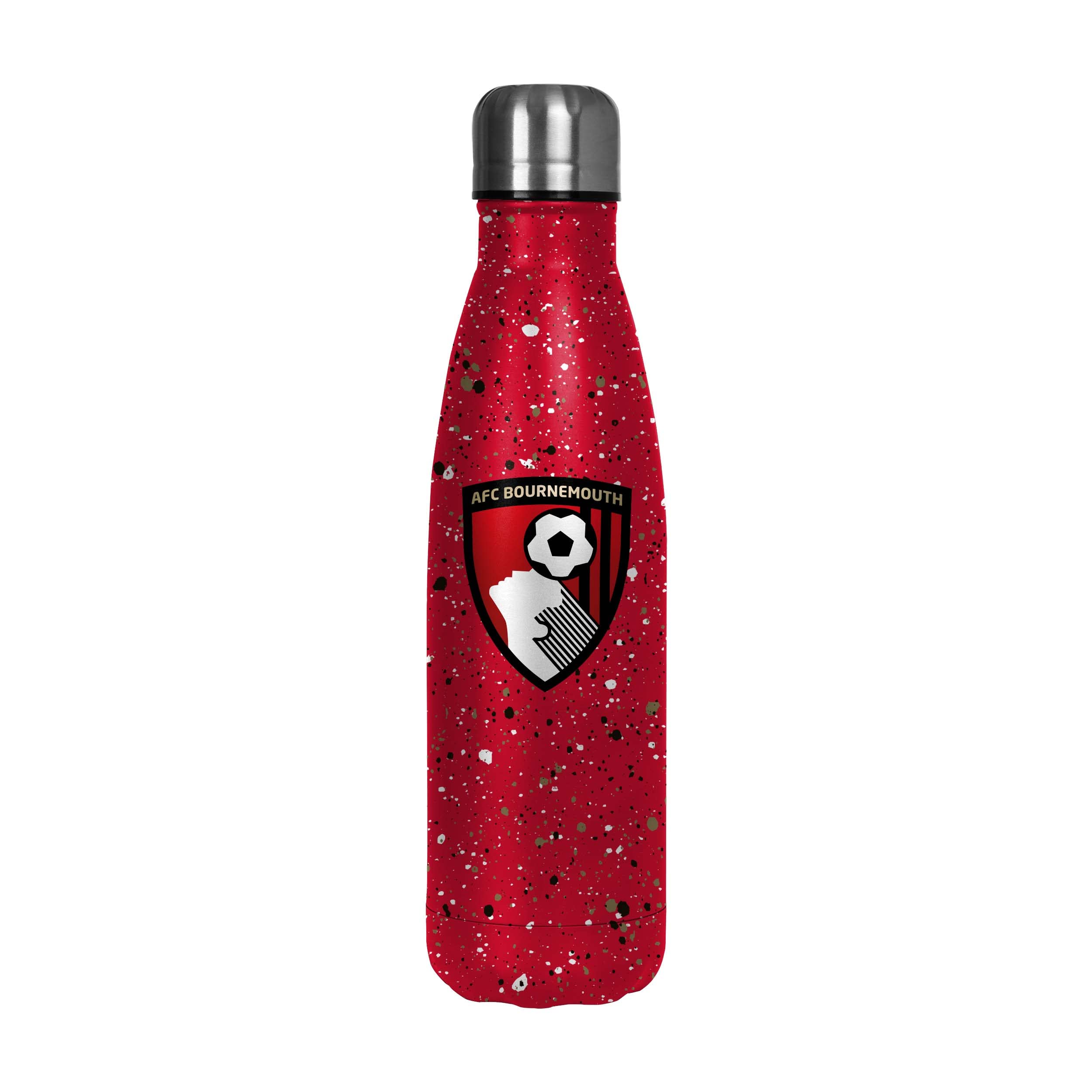 Botella AFC Bournemouth Paint Splatter FOCO de 500 ml para aficionados al fútbol inglés