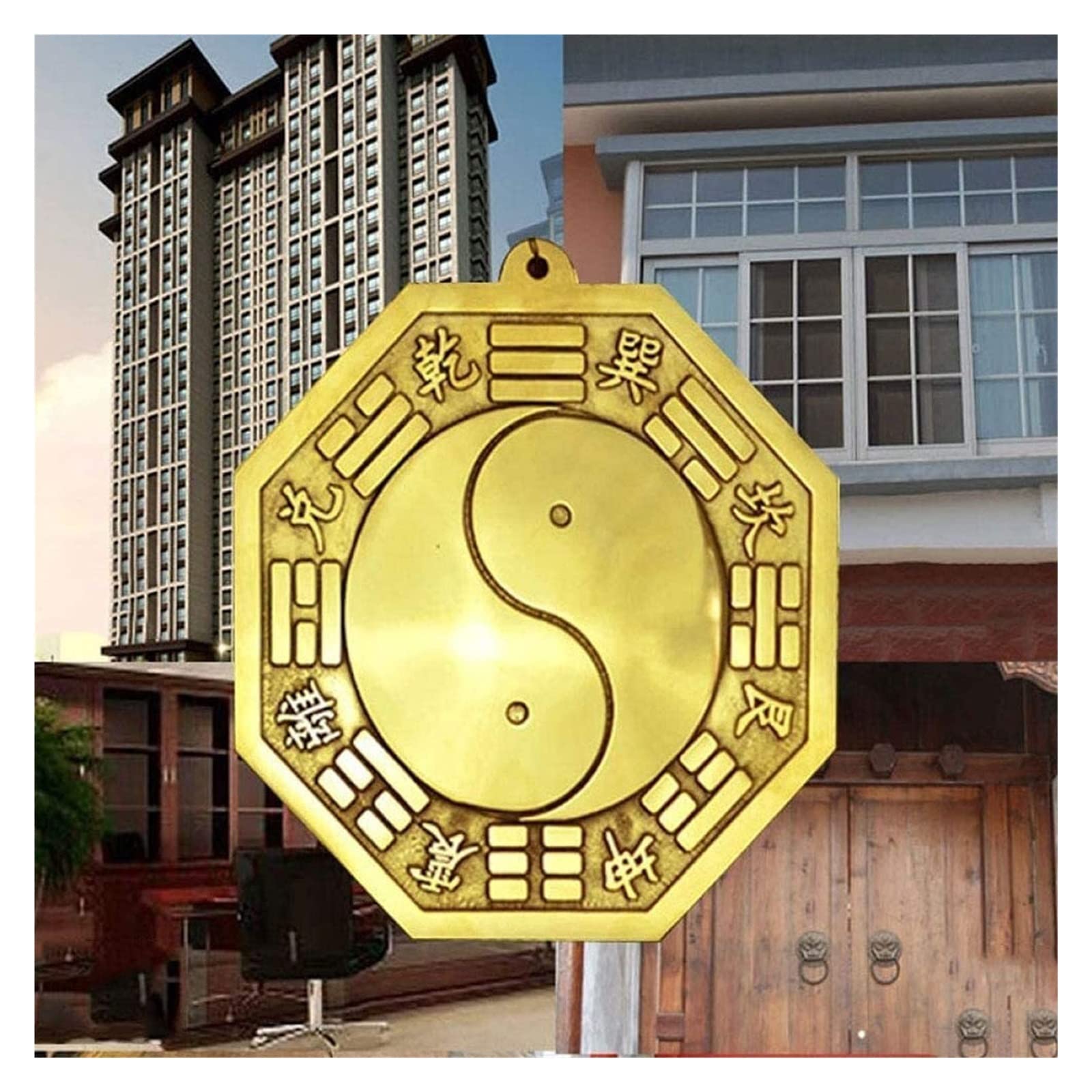 Tradycyjne chińskie lustro Feng Shui, Lustro Bagua do ochrony i powodzenia, wisiorek z pięknymi ozdobami w domu, miedziane lustro plotkarskie Yin i Yang Feng Shui (kolor: 8 cm (rozmiar: 8,3 cm) (rozmi