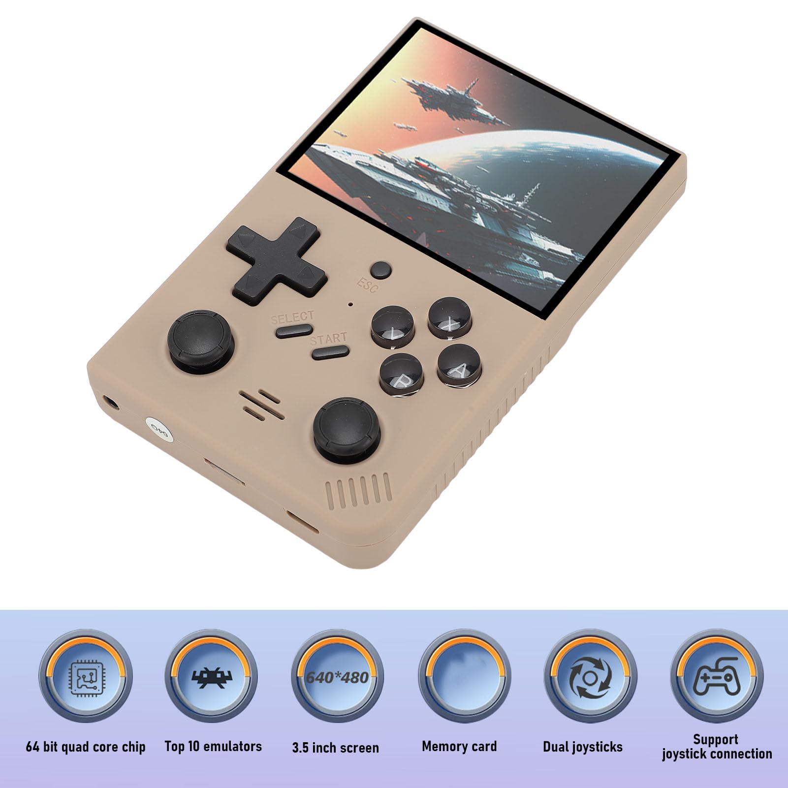 Handheld-Retro-Spielekonsole, Immersives Display, Komfortables Design für Tragbare Videospielkonsole für (Grau)
