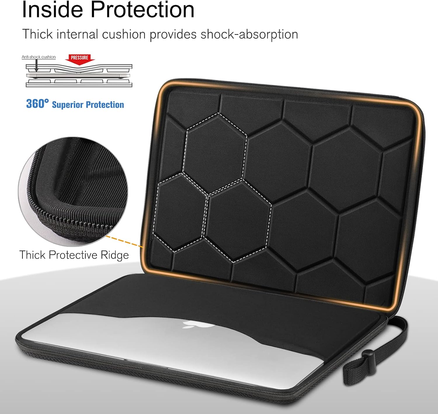 FINPAC Hard Laptop Sleeve Case for 15.3 inch MacBook Air M4 A3241 M3A 3114 M2 A2941 2025 2024, 16.2 inch MacBook Pro M4/M3/M2/M1 Pro/Max, Waterproof Case for Surface Laptop/Book, Black - Image 4