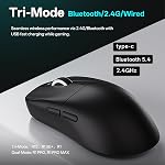 ATK VXE Dragonfly R1 Series Souris de jeu sans fil – ultra-léger (48–55 g), PixArt PAW3395/3395 SE Capteur réglable DPI jusqu'à 26,000 (R1 SE+, Noir)