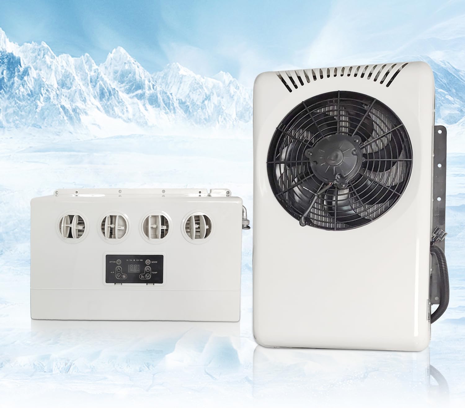 8000 BTU Air Conditioner,12V Mini Split Truck DC Air Conditioner Tractor AC Unit for Semi-Truck Parking, Quiet Fast Cooling for Semi-Truck, Van, Pickup, Motorhome,Trailer, Cargo