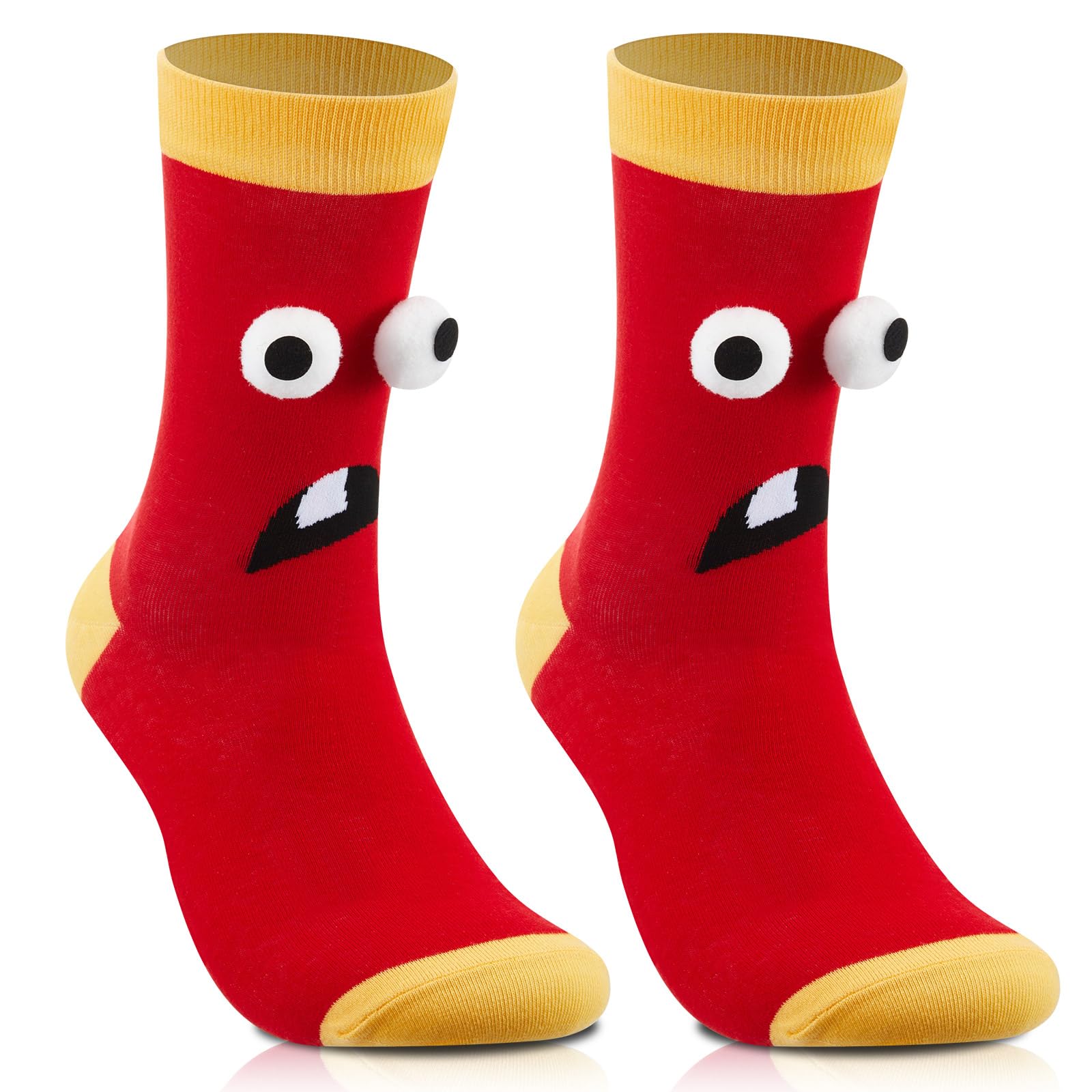 Jamntower Christmas Crazy Silly Socks Monster Wacky Funny 3D Eyes Novelty Fashion Cartoon Fuzzy Christmas Stockings Gifts