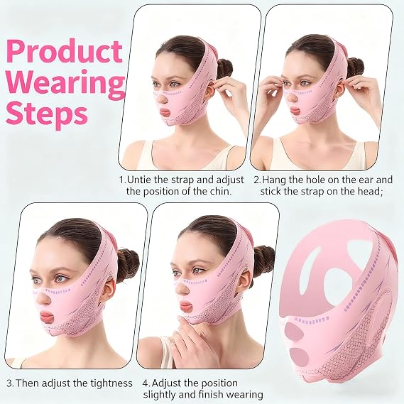 V Face Lift Mask, Reusable Double Chin Reducer for Women, Face Sculpting Mask for Jawline and Sagging Skin, V Shape Slimming Bandage, Breathable Chin Strap for Sleeping