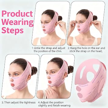 V Face Lift Mask, Reusable Double Chin Reducer for Women, Face Sculpting Mask for Jawline and Sagging Skin, V Shape Slimming Bandage, Breathable Chin Strap for Sleeping