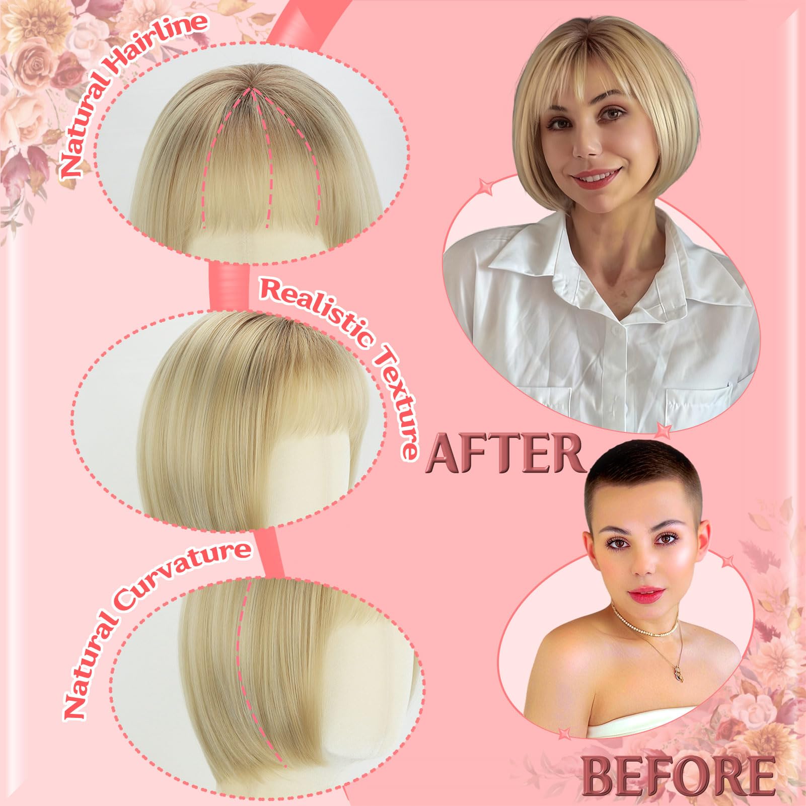 Amazon.com : WIGYY Light Honey Brown Short Bob Wig with 