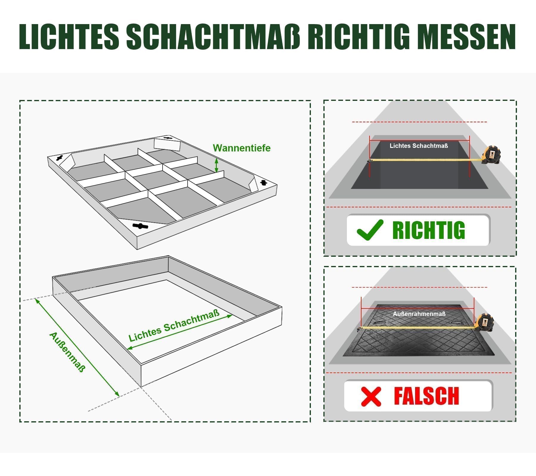 Schachtabdeckung Edelstahl V2A Außenmaß 600 x 600 x 60 mm Schachtdeckel mit Rahmen Auspflasterbar Befliesbar Kanaldeckel für Innen-/Außenbereich Flächenbündig Robust Rostfrei EN 124 A15