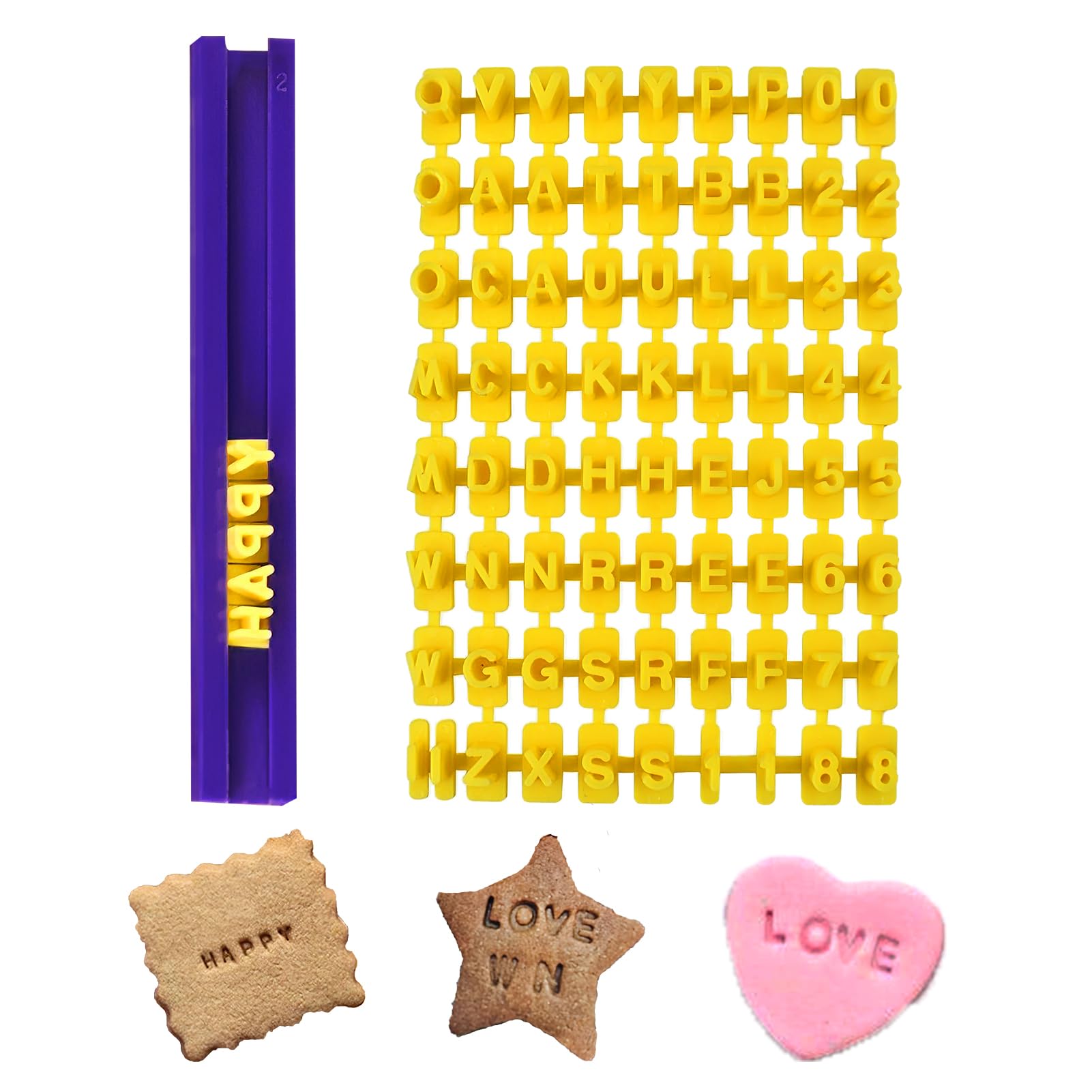 Alphabet & Number Cookie Press Stamps, Fondant Letter & Number Moulds,Letter Stamps for Clay Fondant Icing Biscuit Press, Cake Decorating Tools for Christmas Baking, Clay, and Pastries