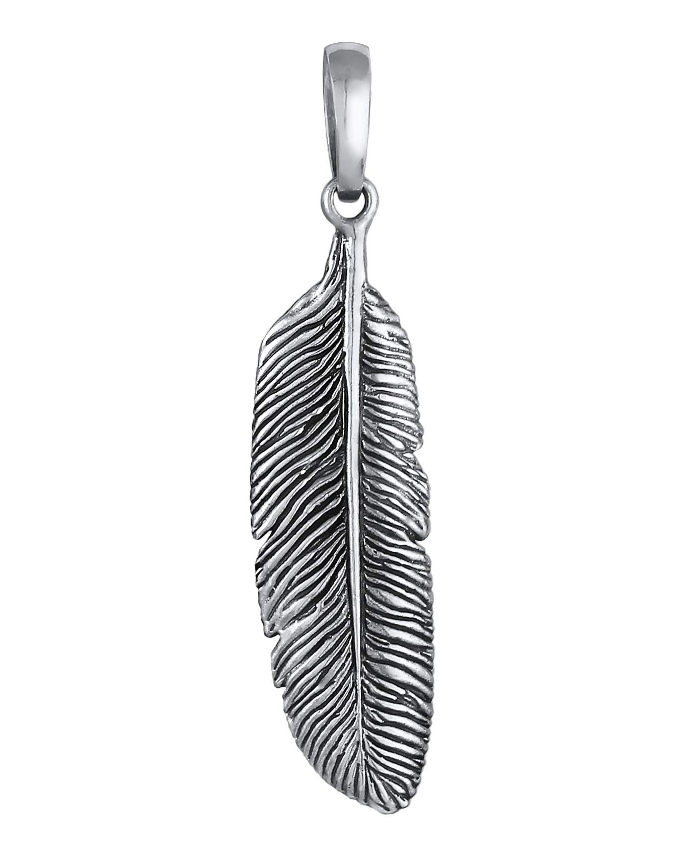 Kuzzoi Ciondolo a forma di piuma d'angelo in argento sterling 925 massiccio, 41 mm, per collane da uomo, accessorio esclusivo