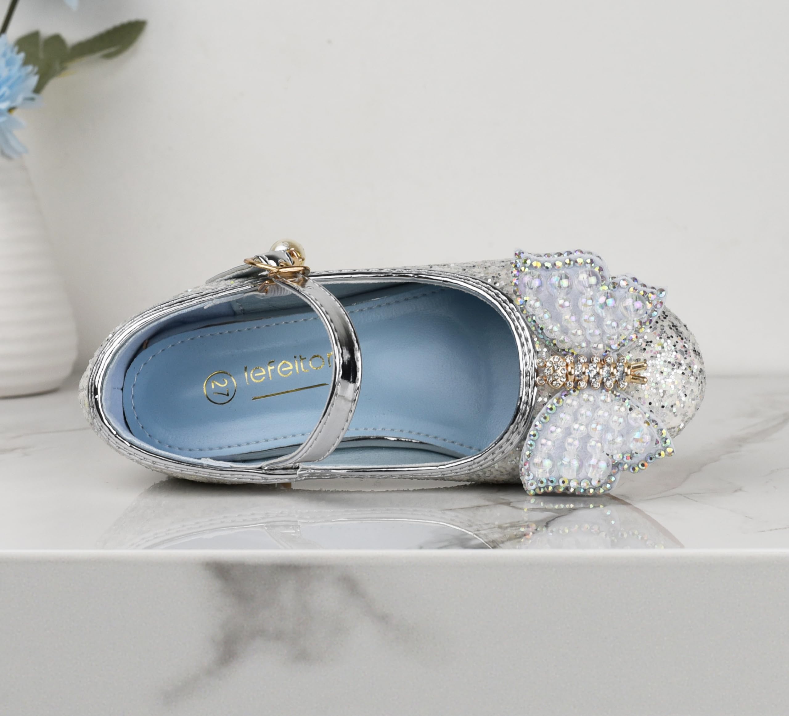 Zapatos de Princesa para Niñas, Zapatos con Lentejuelas Purpurinas Elegantes para Disfraz, Fiestas, Bodas