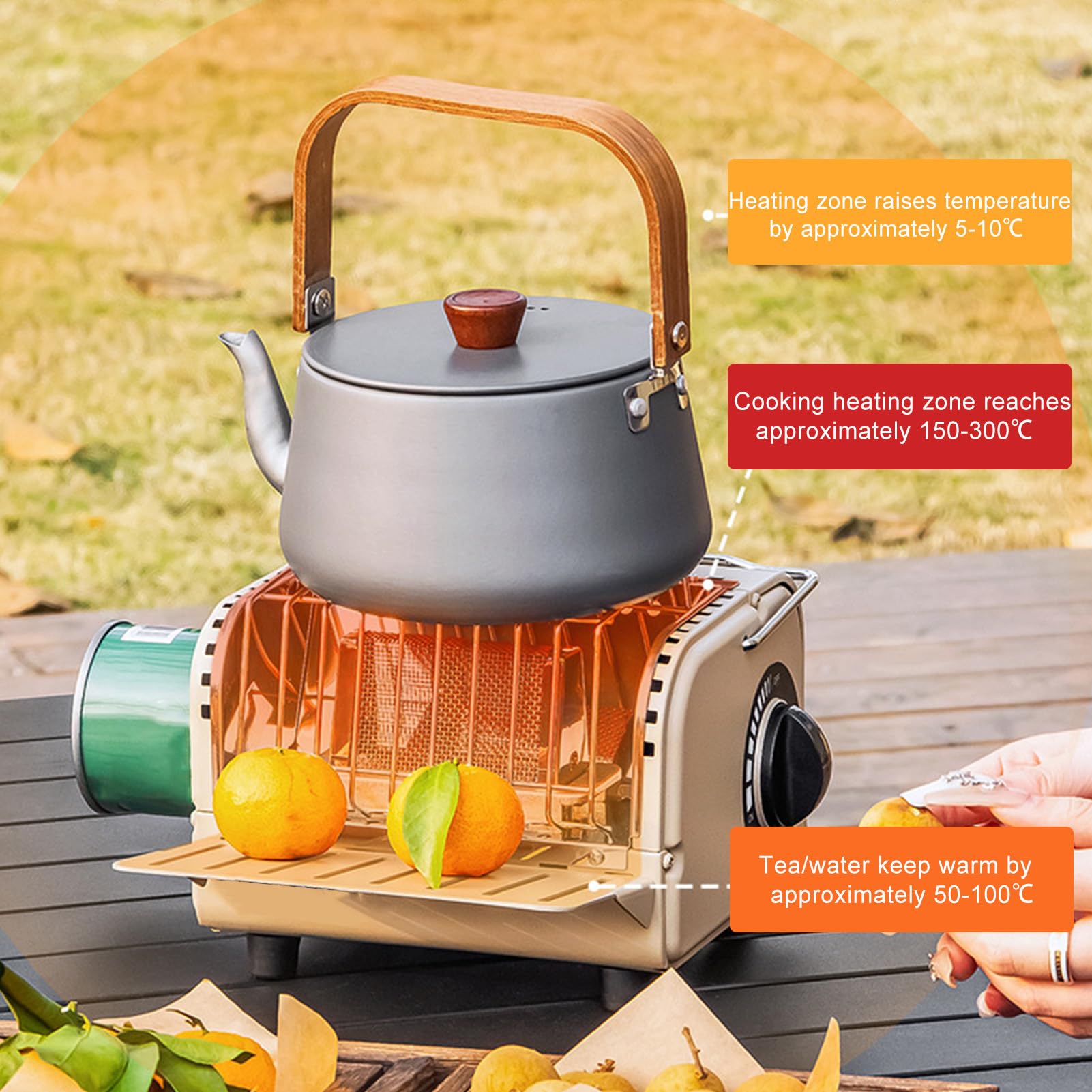 Estufa Para Tienda De Acampada - 1200W Estufa De Gas Para Senderismo Con Bolsa De Almacenamiento | Calentador Ajustable Para Cocina - Para Camping Senderismo Exterior Invierno Ocio Picnic Viaje