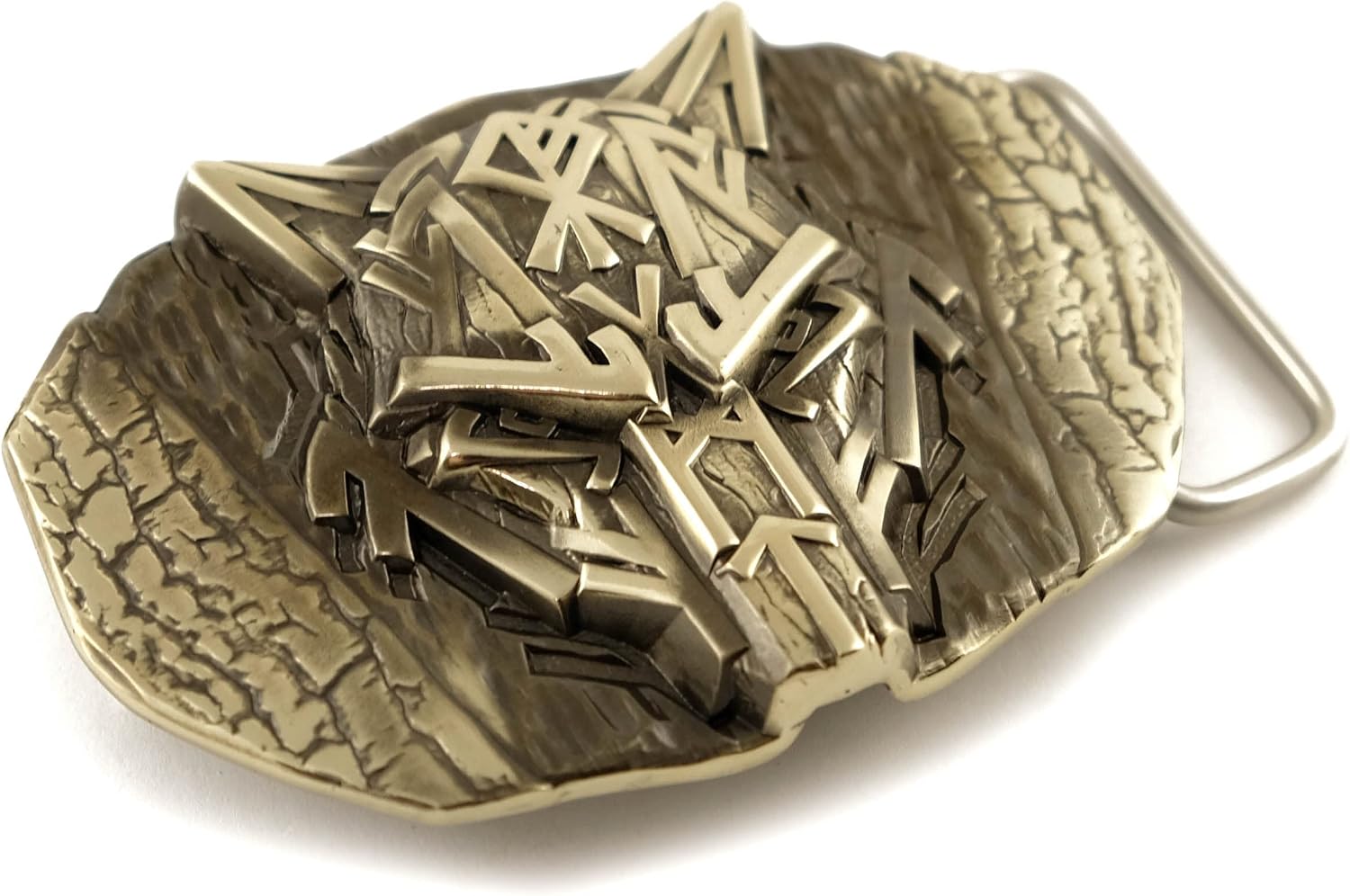 Runic Wolf Belt buckle, Scandinavian Old Norse Celtic wild animal werewolf Viking Fenrir mythology solid German silver belt buckle for casual belt