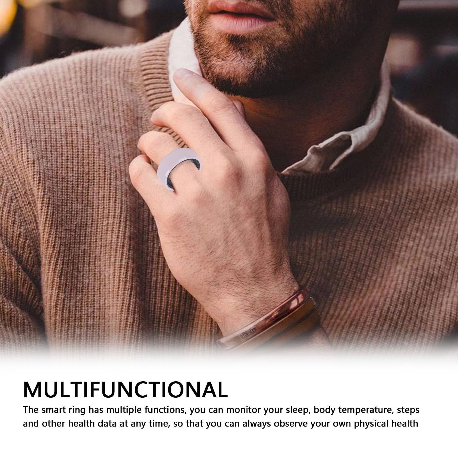 Garsent Fitness Smart Ring, Anillo Inteligente de Salud Rastreador de Ejercicios, Anillo Inteligente para Dormir, Podómetro, Monitor de Temperatura Corporal, Anillo