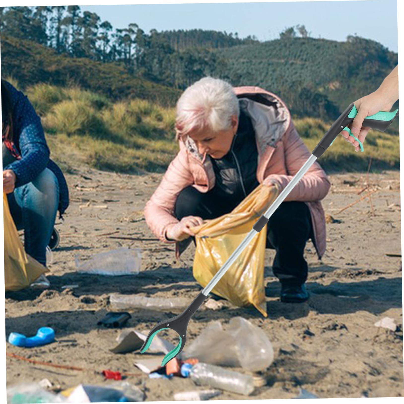 Pince à Bâton de Ramassage Pliable Outil de Préhension pour Déchets en Alliage D'aluminium Griffe Antidérapante pour Seniors à Domicile Extérieur