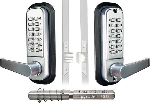 JOUNJIP Cerradura mecánica sin llave con manija combinada - Sellos de goma mejorados - cromo satinado