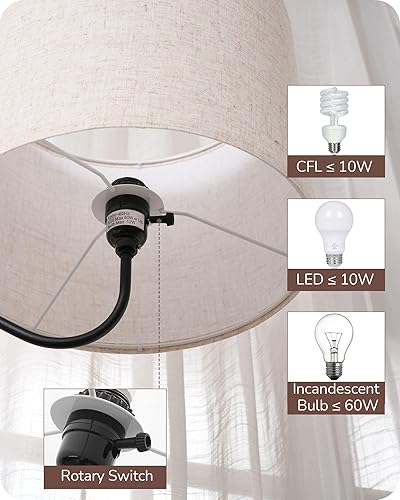 Miniatura 5 de EDISHINE Lámpara de pie con mesa, luz de mesita de noche lateral con 1 cajón y 1 estante, lámpara de pie con estante de noche, mesa auxiliar pequeña