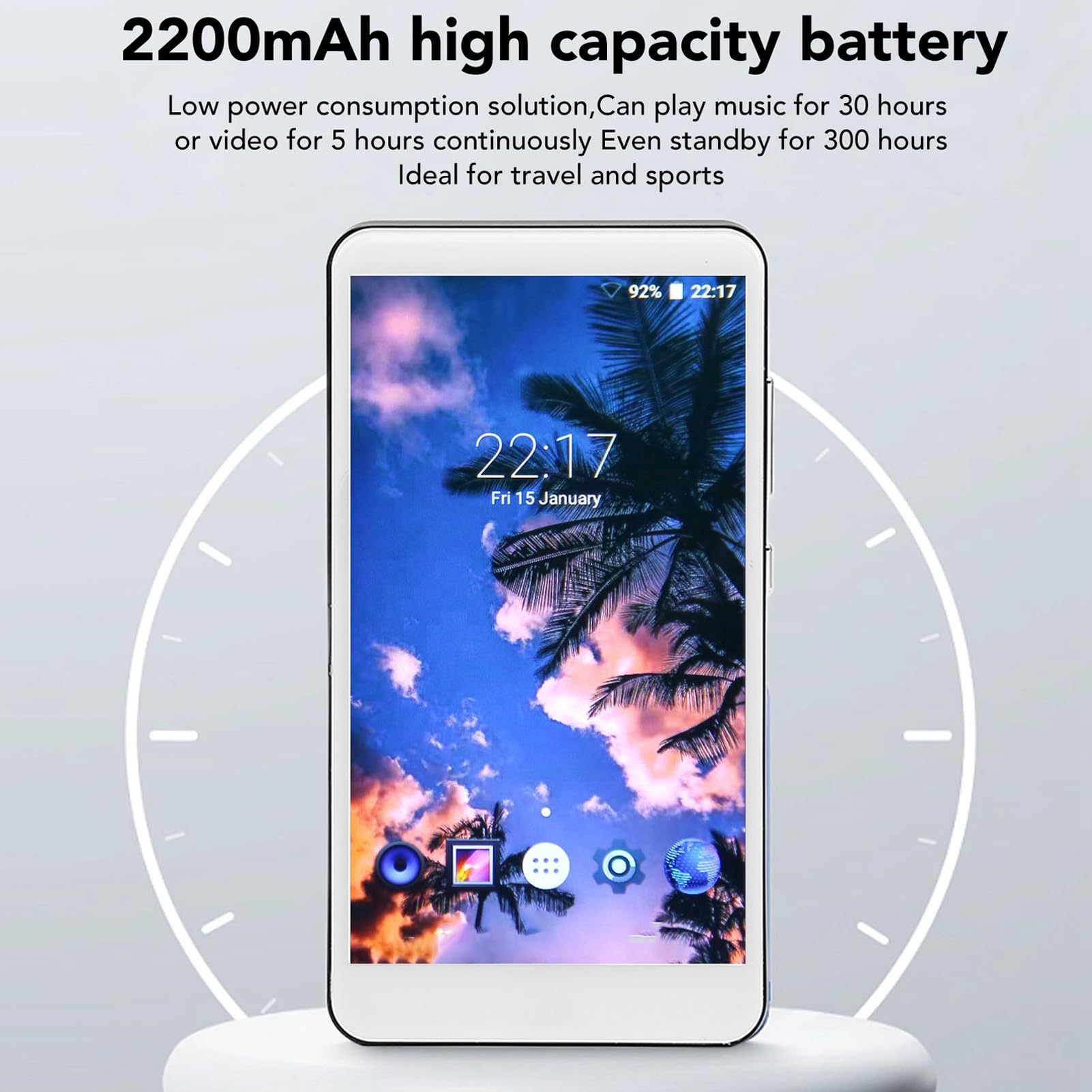 VBESTLIFE Reproductor MP4 Portátil para Android Pantalla Full Touch HD de 5.0 Pulgadas, Reproductor de Música Bluetooth y WiFi con Reducción de Ruido Radio FM y Soporte para Fotos (Blue)