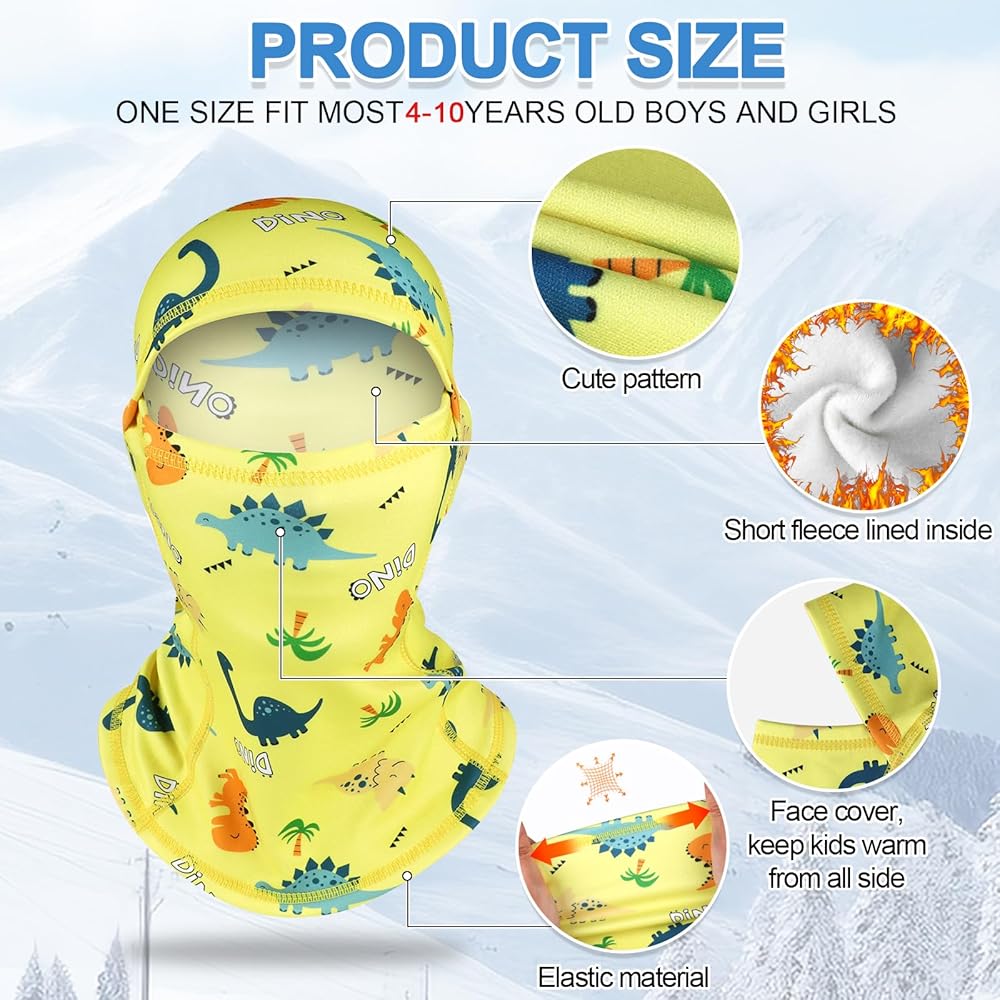 Passamontagna Bambino AYPOW - Pile Termico 3D Animale, Per Sci E Moto, Taglia Unica