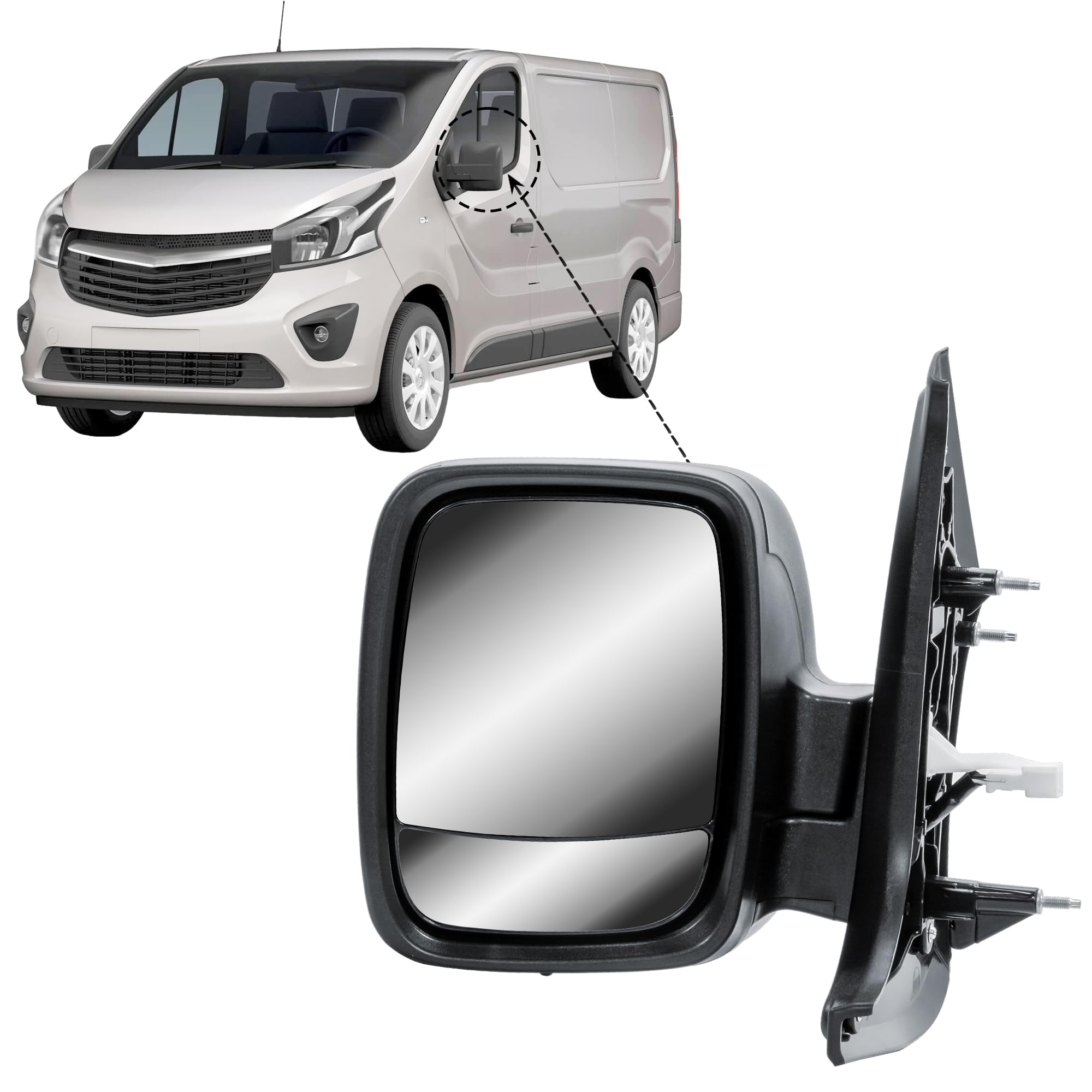 Espejo retrovisor exterior izquierdo eléctrico y calefactable para Renault Trafic, Opel Vivaro, Nissan NV300 2014-2023, Fiat Talento 2012-2021
