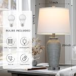 25" Lampes de table pour pots de ferme grises, 3 Way Touch Control Lampes de chevet rustiques avec USB Ports A+C & AC Outlet, Table de chevet en pot pour table de fin de chambre (LED Ampoules comprises)