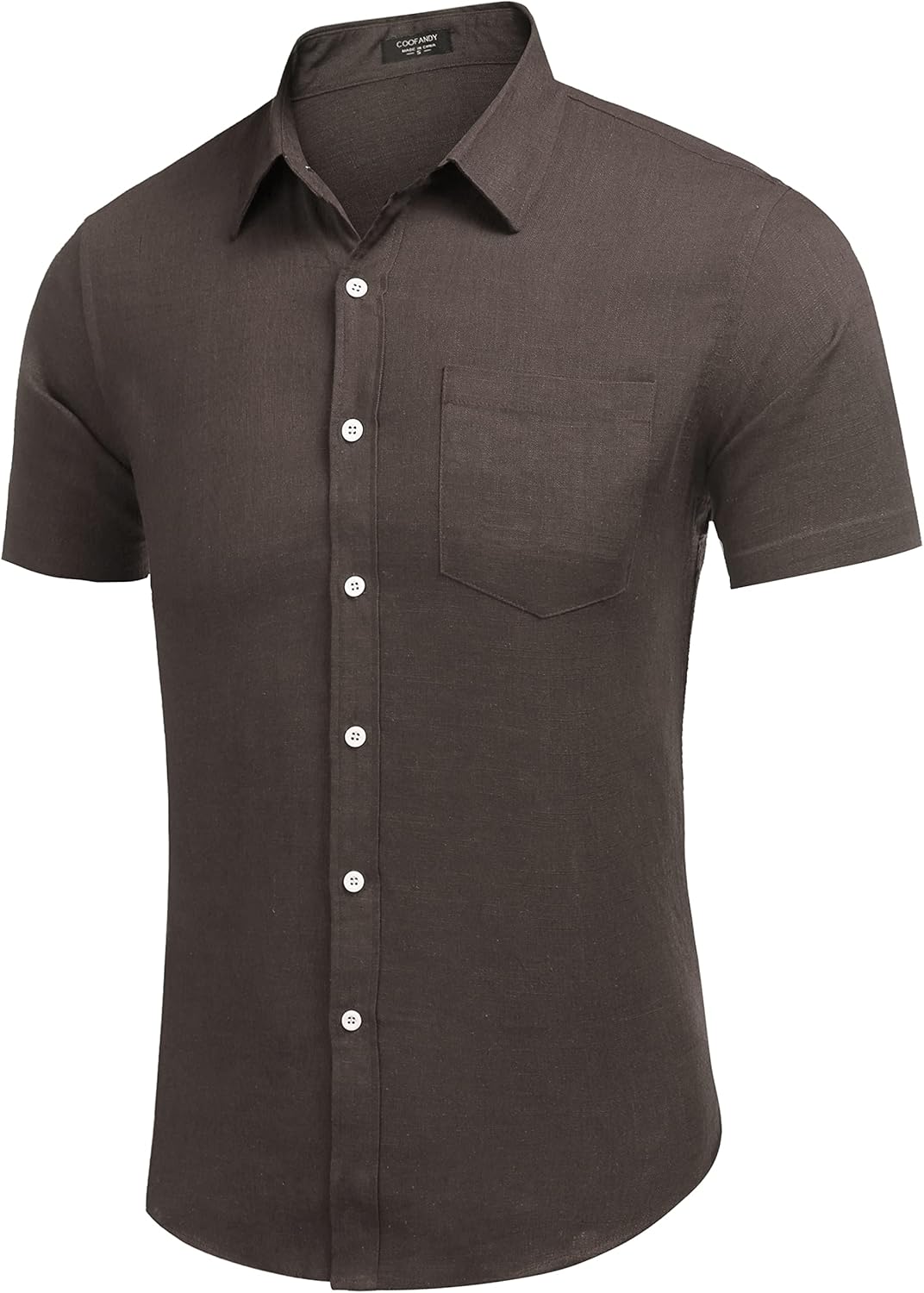 COOFANDY Men's Casual Button Down Shirts Short Sleeve Linen Shirts Summer Beach Dress Shirt - Image 3