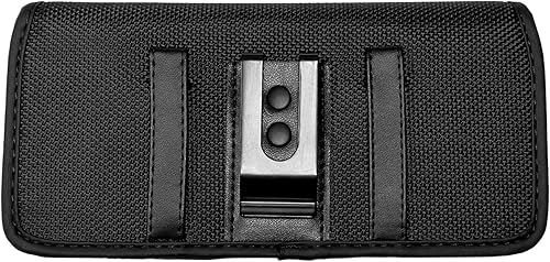 Miniatura 7 de Funda de nailon para iPhone 12131415 Pro, Cricket Debut, Calypso 12, Nokia C100, Samsung S22 5G S10, funda horizontal de lona para cintura con clip