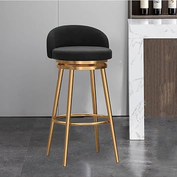 Swivel Barstools Bar Height Set of 2, Soft Upholstered Seat, Tall Bar Stools for Kitchen Counter Island, Bar Chairs with Back, Height 26"