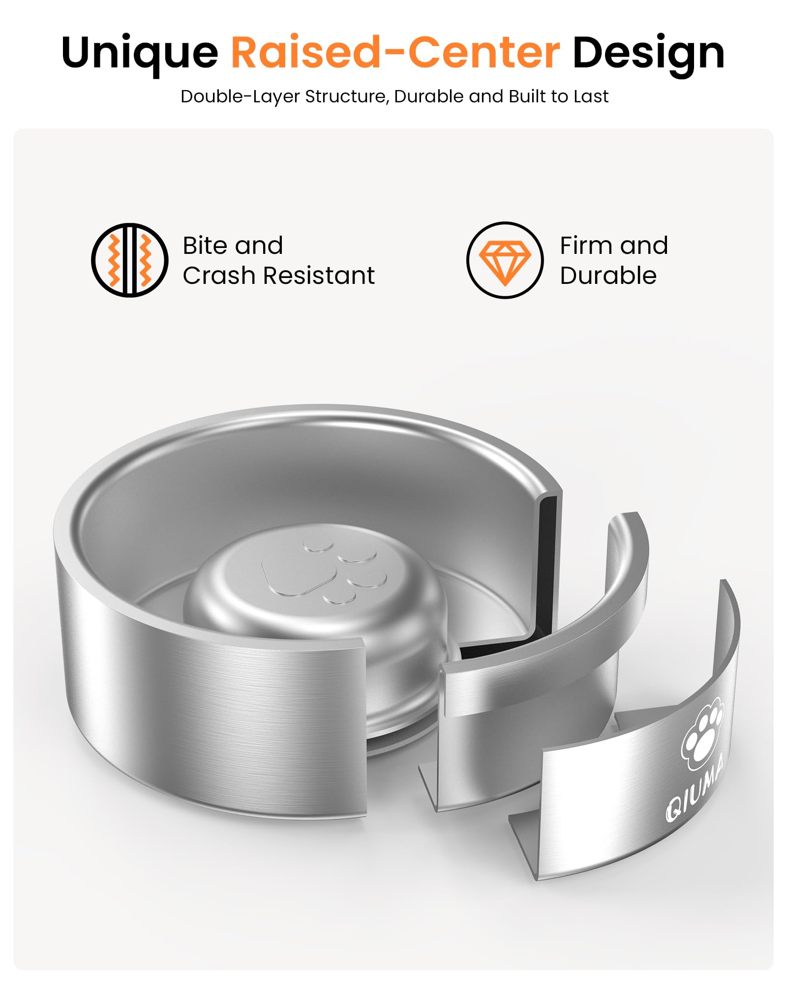 Slow Feeder Dog Bowls Stainless Steel, Food-Grade 304 Dog Slow Feeder Bowl 2 Cups Capacity, Heavy Duty Double-Layer with Non-Slip Base, Pet Puzzle Bowl for Small & Medium Dogs (Silver) - image 5