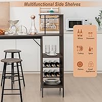 Vista 5 de COSTWAY Juego de mesa y silla de bar de 3 piezas, mesa de pub industrial y taburetes con soportes para copas de vino y estantes de vino para 6 Marrón