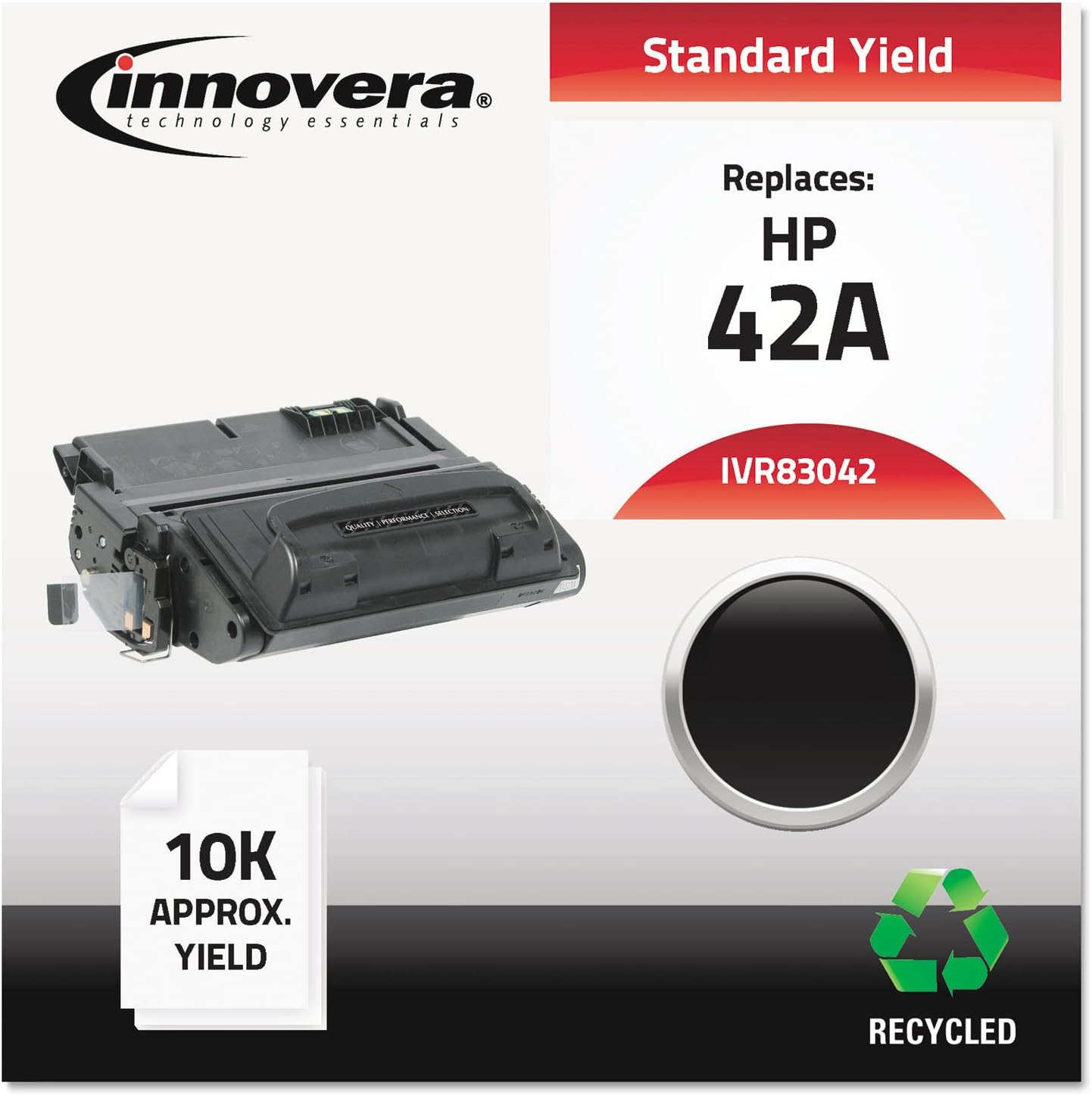 Innovera Remanufactured Toner Cartridge-Replacement for HP Q5942A (42A), Black