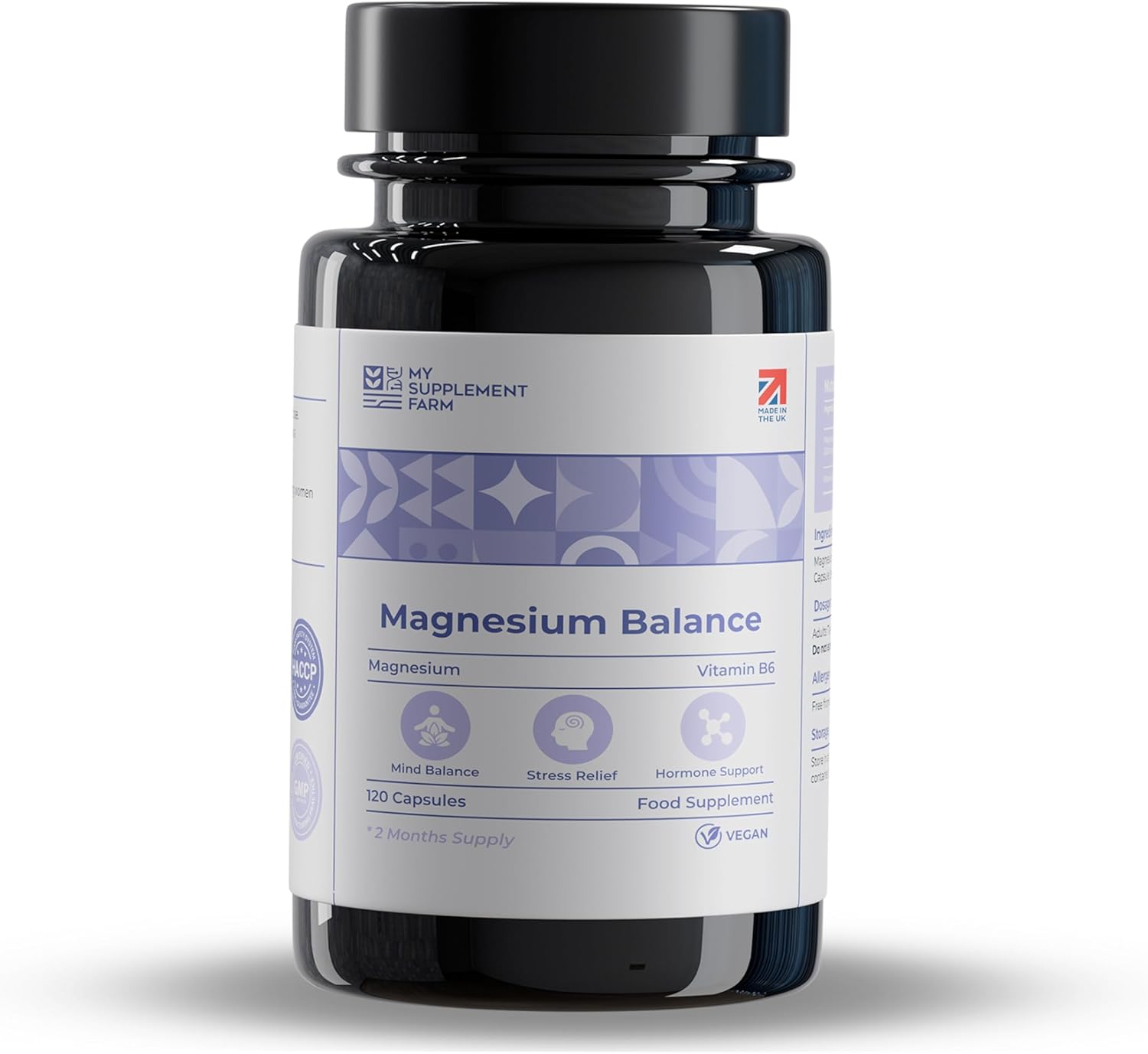 Magnesium Glycinate Supplements | 200mg – 120 Capsules & 2 Month Supply | Vitamin B6 | Chelated Absorption | Support Energy Metabolism | Made in Uk | Non GMO | Vegan | Gluten Free