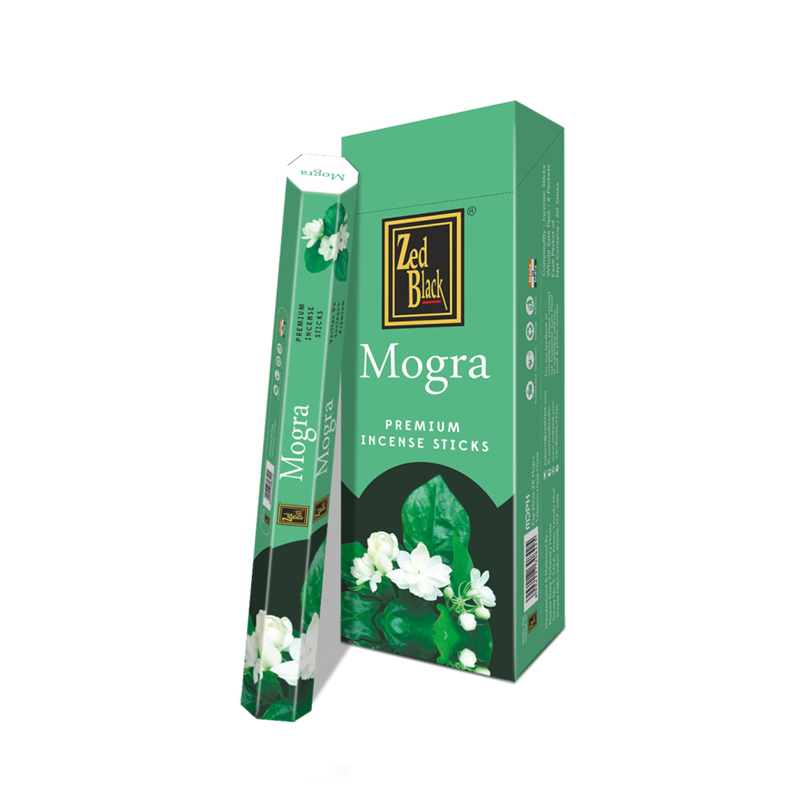ZED BLACK Z010 Mogra Incense Sticks, 20 Sticks x 6 Packs