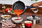 T-fal Signature 9pc Cookware Set, Non Stick pots and Pans, Non Toxic Cookware Set, Thermo-spot Heat Indicator, Dishwasher Safe, Black
