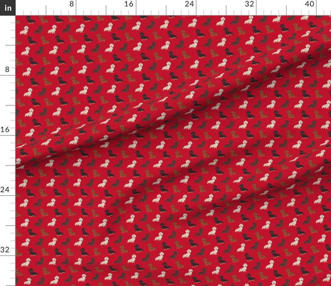 Spoonflower Fabric - Dachshund Dog Dogs Red Weiner Weener Printed on Petal Signature Cotton Fabric by The Yard - Sewing Quilting Apparel Crafts Decor