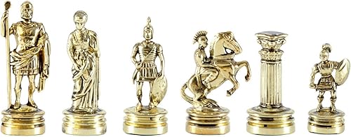 Miniatura 2 de Manopoulos Juego de ajedrez pequeño del ejército griego romano - latón y níquel - sin tablero de ajedrez