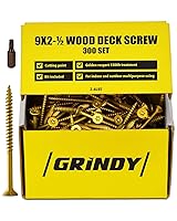 Vista 1 de Grindy - Tornillos para madera #9 x 2 1/2 pulgadas (paquete de 300/2.6 libras) – Tornillos de cubierta autoperforantes I resistentes a la corrosión