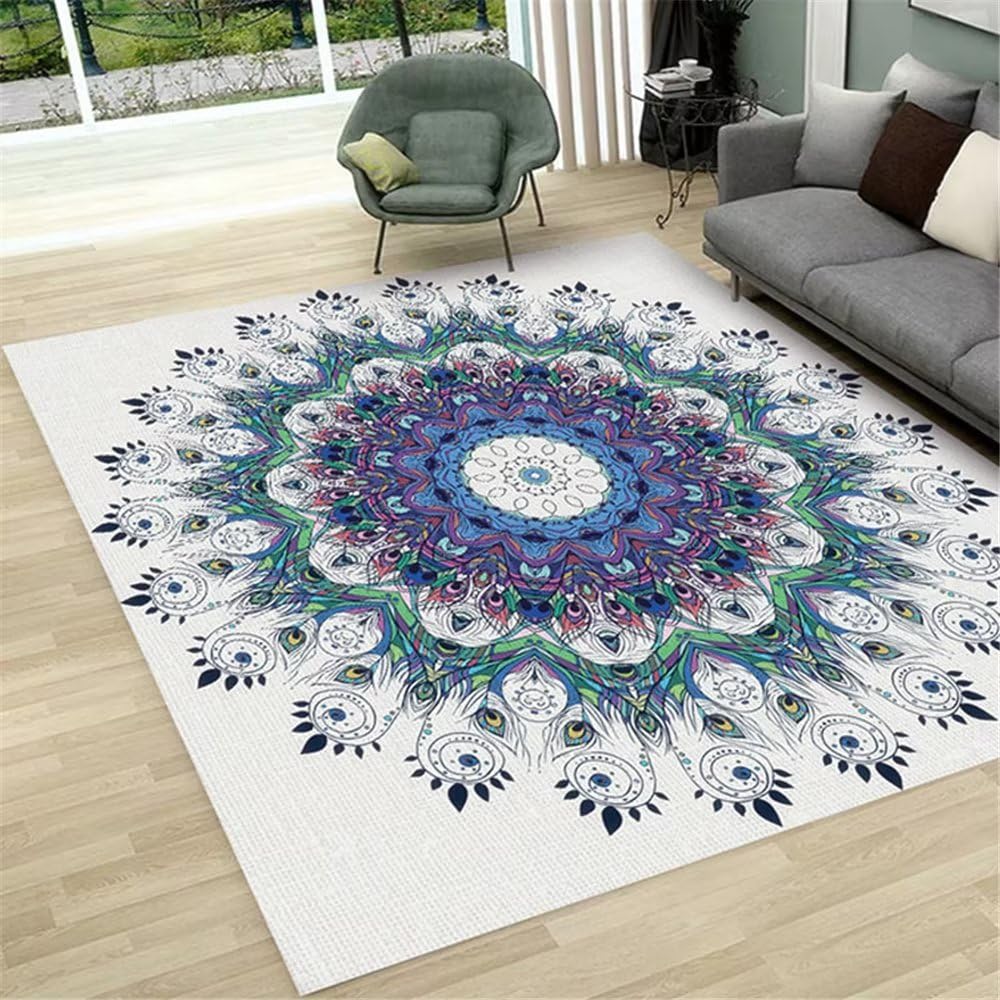 Tapis durable vert à motif floral 80x160cm résistant et lavable en machine