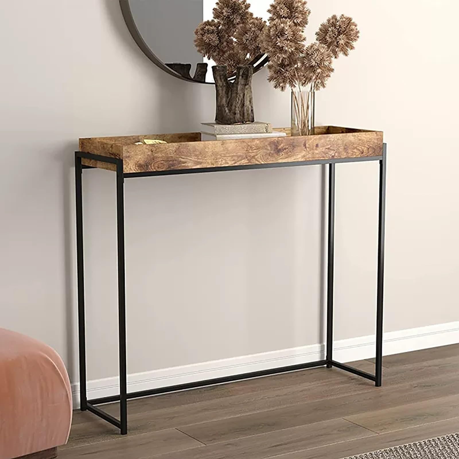Mesa de entrada para decorar un vestibulo rustico y organizar llaves