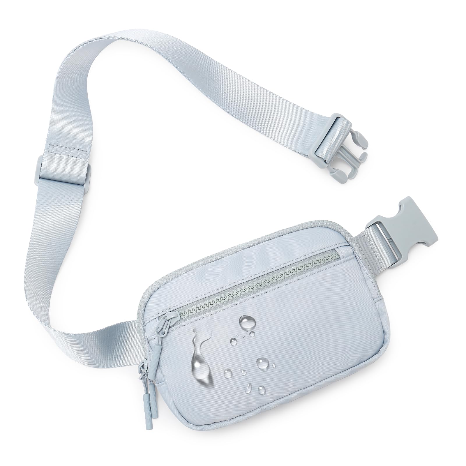 WESTBRONCO Fanny Packs for Women Men, Belt Bag with 4 Zipper Pockets, Fashion Waist Packs, Lightweight Crossbody Bags with Adjustable Strap for Workout/Running/Hiking, A-Light Grey, One Size
