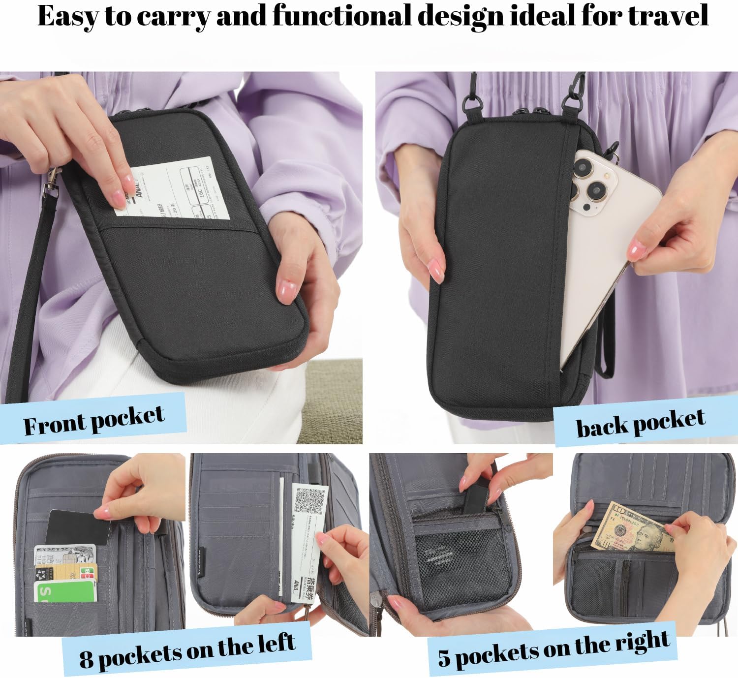 Travel Passport Holder - Compact, Durable Passport Wallet with Multiple Slots for Secure Travel and Efficient Organization Black