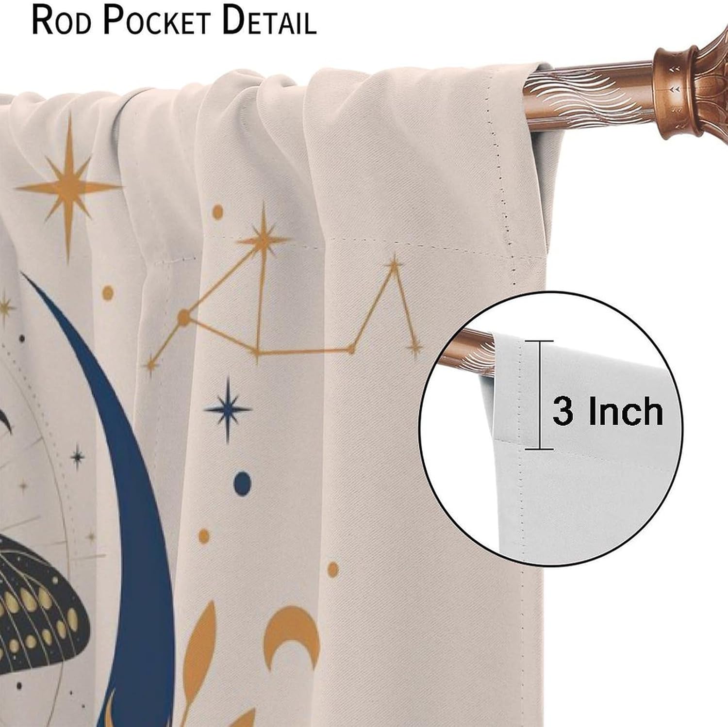 Gothic Moth Curtains, Mystical Moon Phase Astrology Vintage Tarot Cards Bohemian Style Elements, Bedroom Living Room Blackout Noise Reduction Curtains42X45 Inch