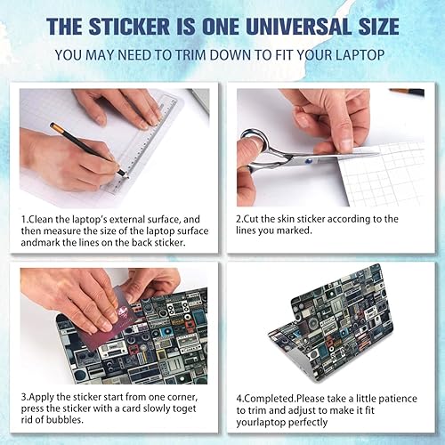 Miniatura 7 de PLIGREAT Calcomanías de vinilo reutilizables para portátil de radio vintage, calcomanías de vinilo para PC, portátiles, cubierta de teclado,